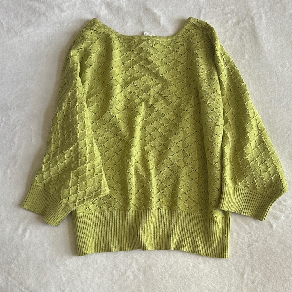 Worthington Textured Lime Cardigan Sweater - Picture 2 of 4